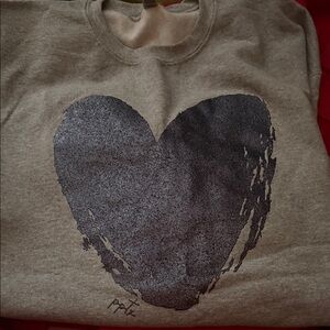 Gray Sweatshirt with Silver Glitter Metallic Heart Design Boutique purchased